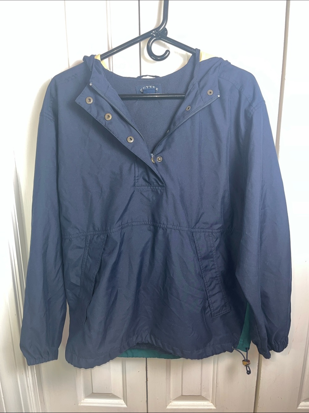 Vintage women’s Medium Cutter & Buck Navy Hoodie Pullover jacket windbreaker
